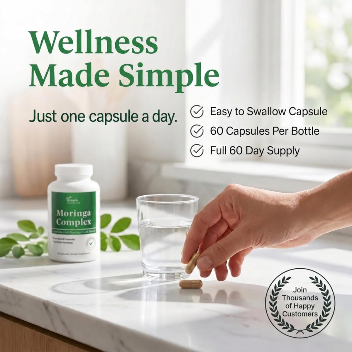 Moringa Oleifera Capsules with 20:1 Leaf Extract O81367