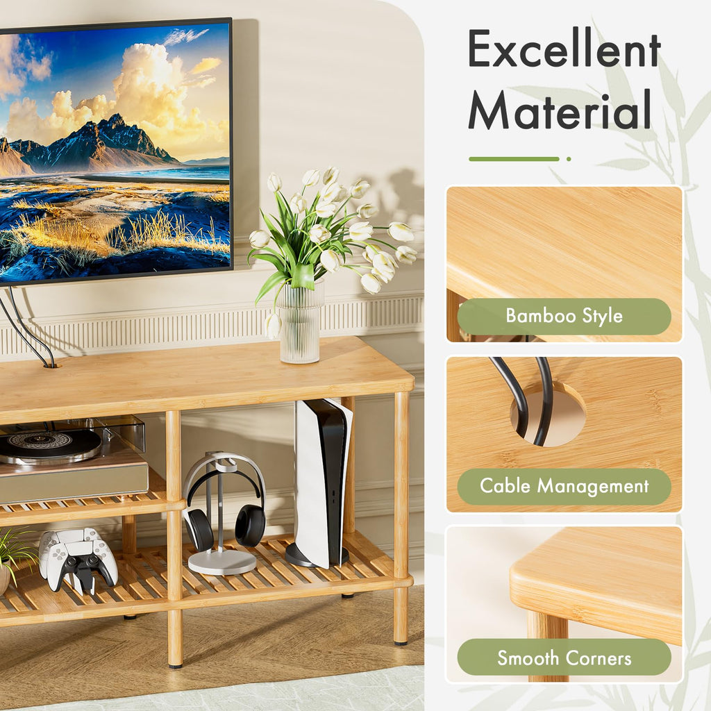 Bamboo 3 Tier TV Stand for 60 65 Inch TV W413950