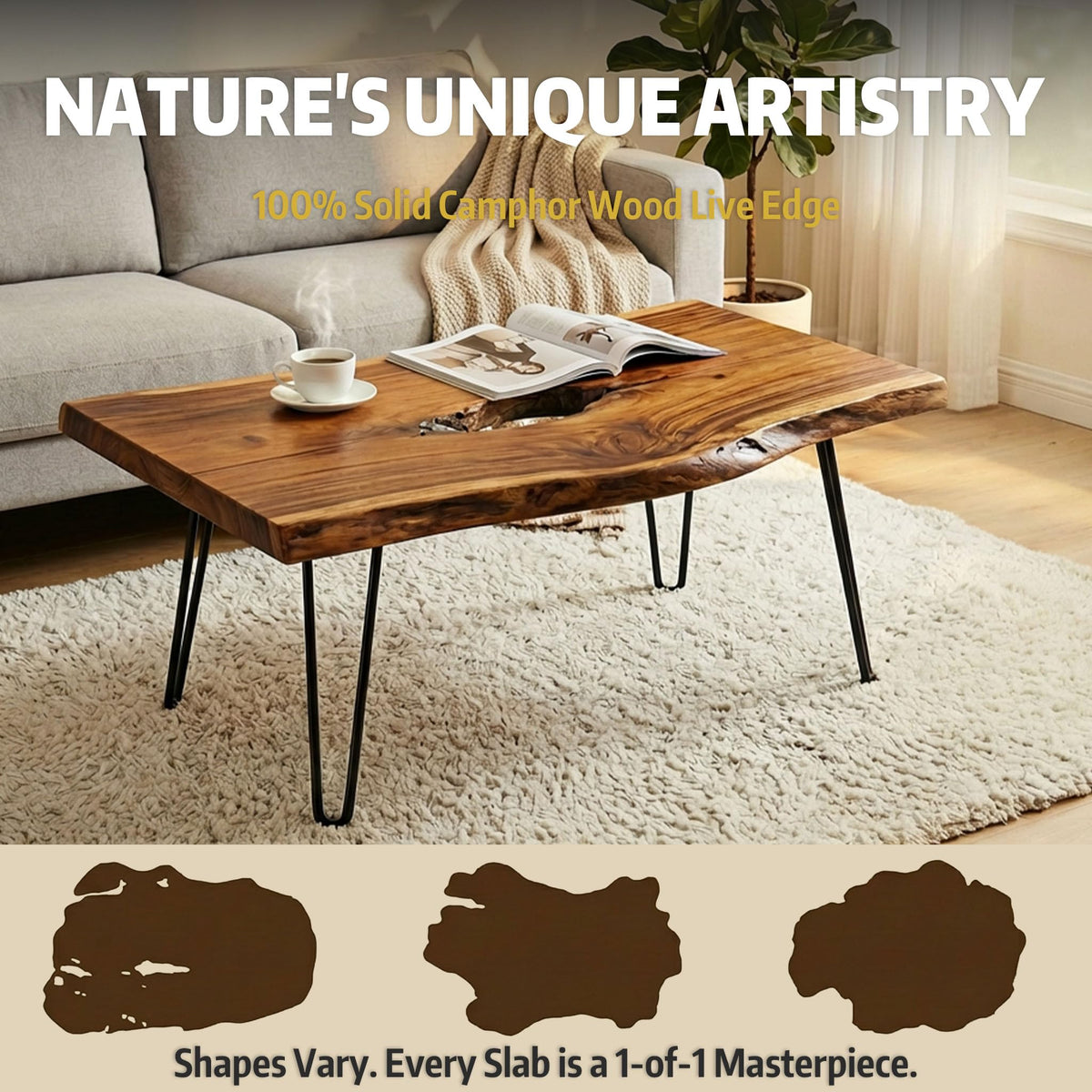 Live Edge Natural Wood Coffee Table T318315