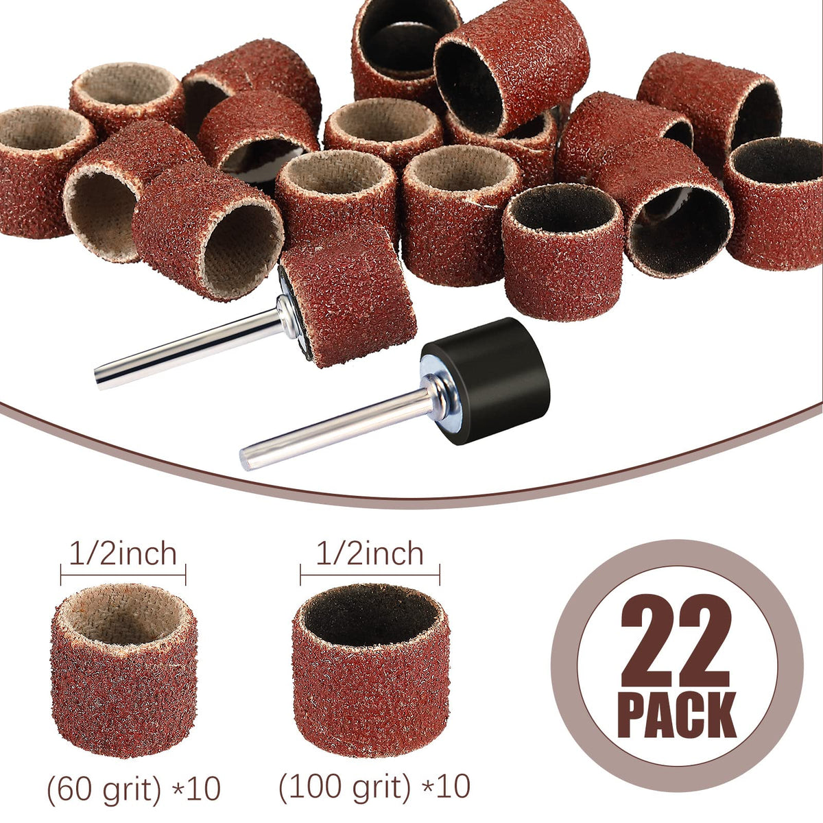 22 Pcs Dog Nail Grinder Bands 60 and 100 Grit C9896