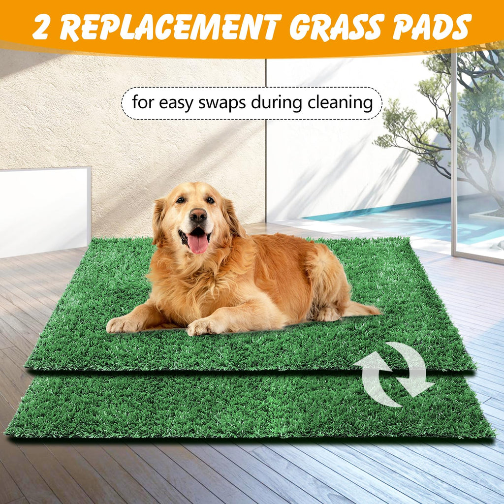 Dog Grass Pad with Tray, 35 x 23 in, 2 Replacement Turf Pads A333803