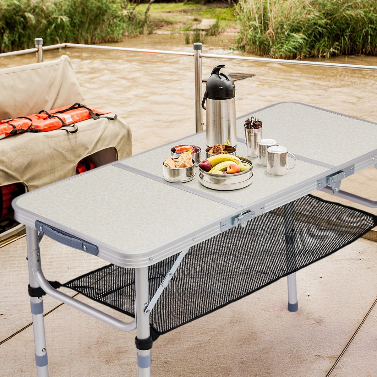 3ft Adjustable Height Aluminum Folding Camping Table X979