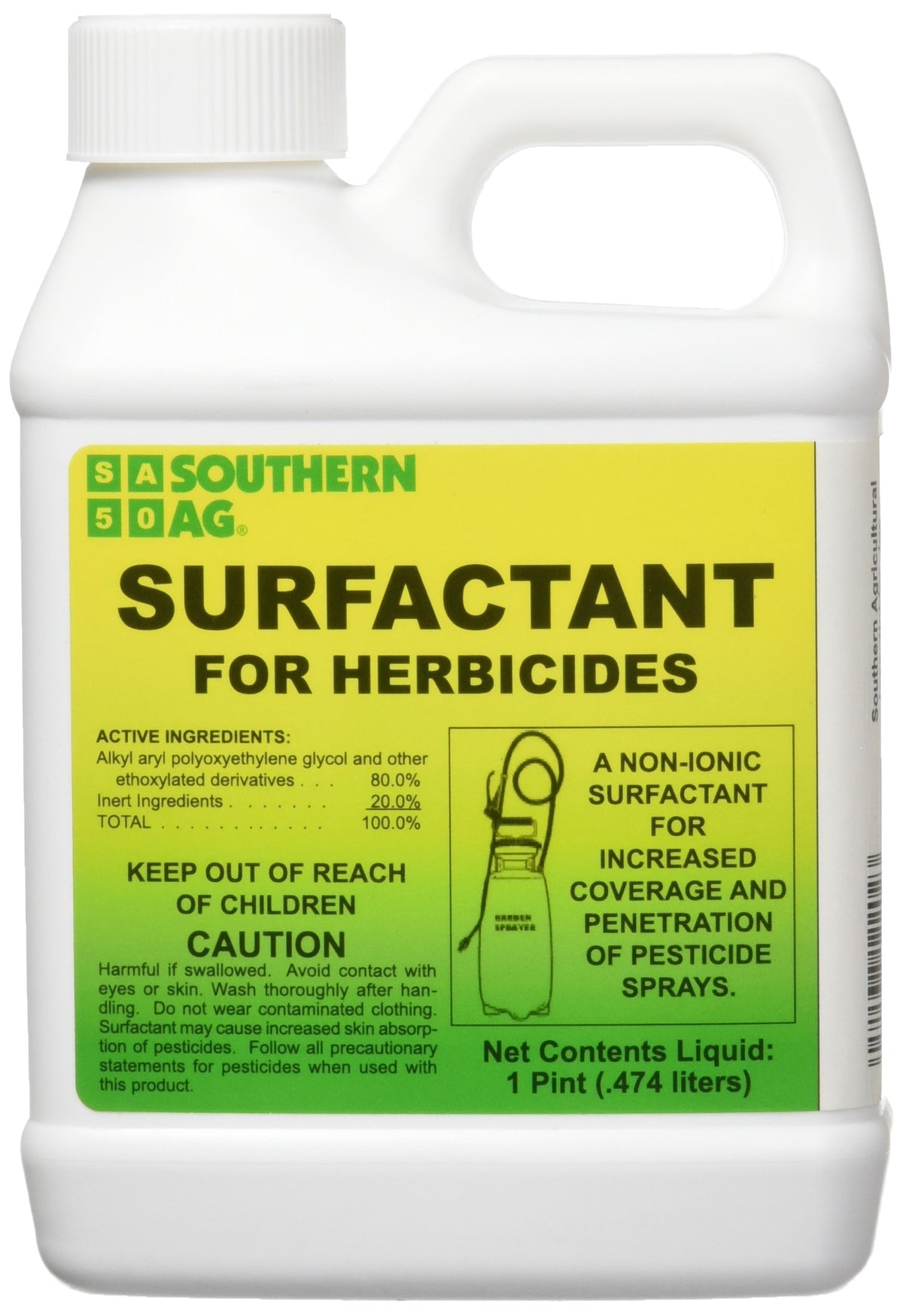 Battery Powered Backpack Sprayer, 4 gal, White & Surfactant for Herbicides Non-Ionic, 16oz I74710