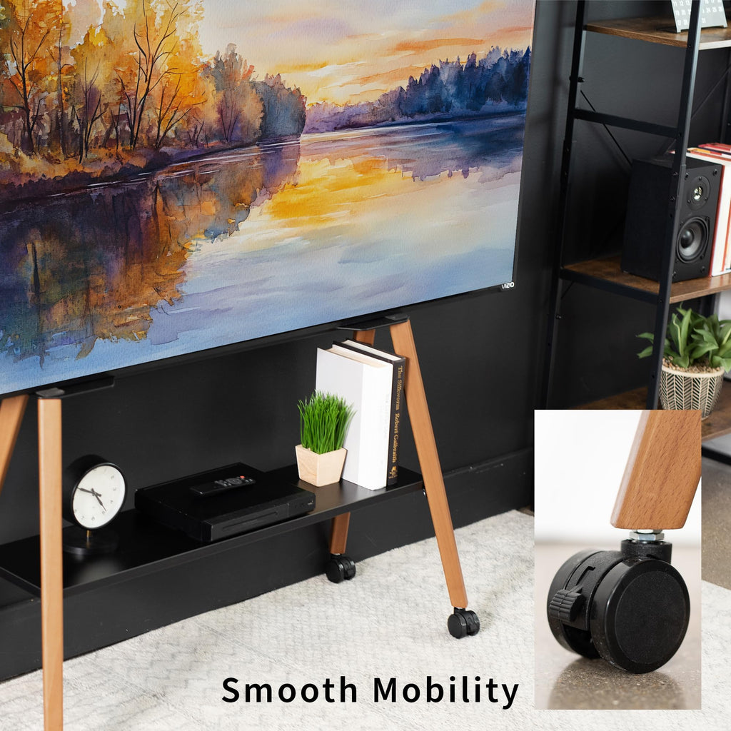 43 to 75 inch Adjustable Mobile TV Stand with Walnut Legs Z38086