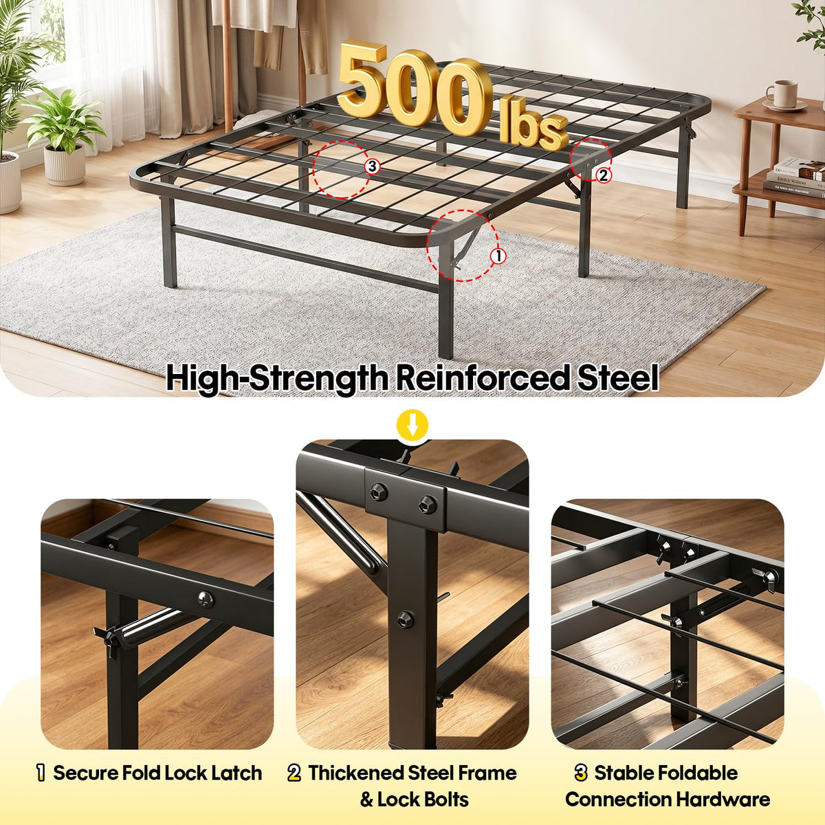 Twin Metal Bed Frame with 6 Legs I421