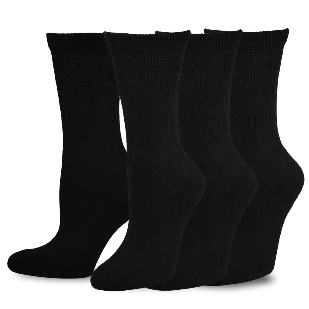 Viscose Bamboo Diabetic Crew Socks 3-Pairs Black U8357