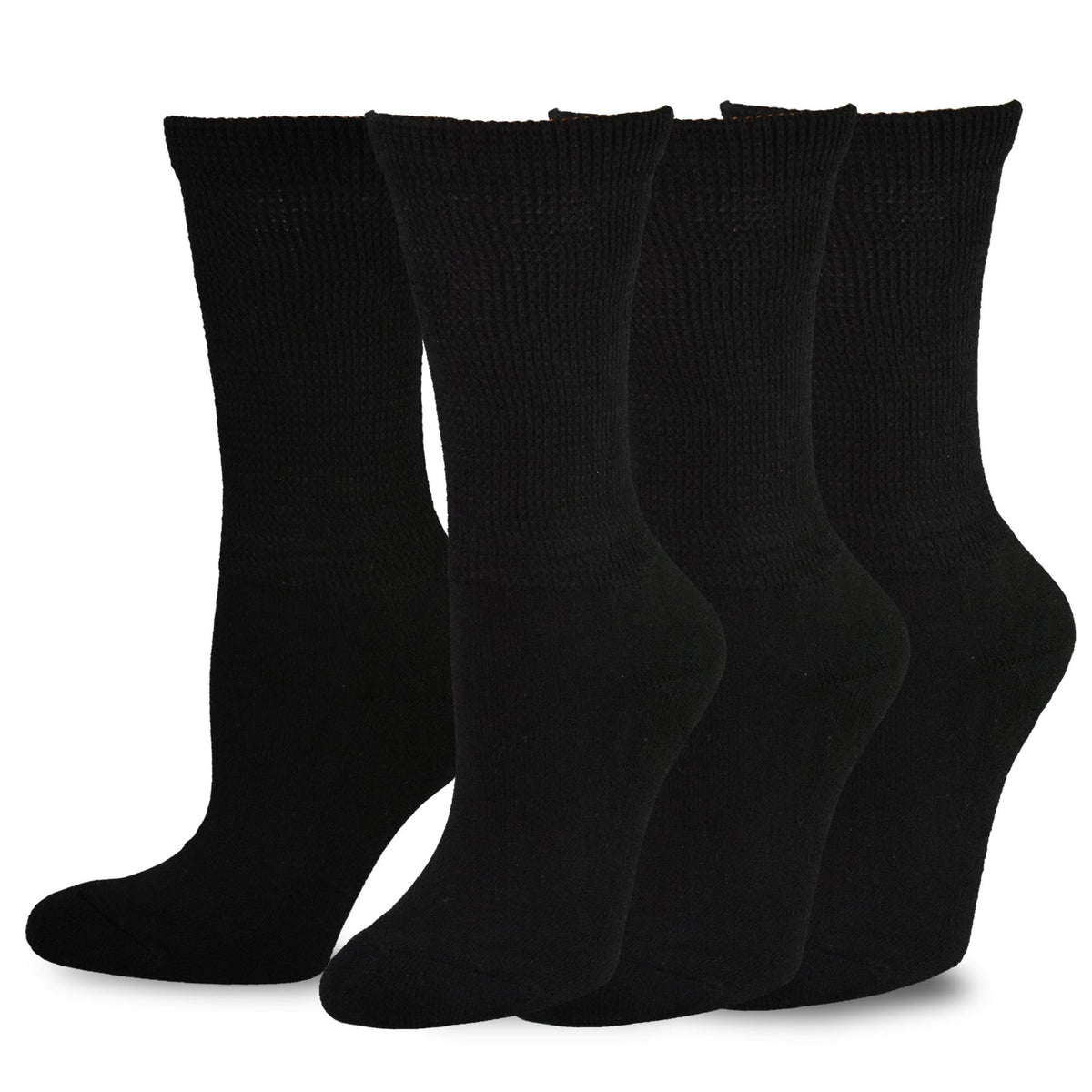 Viscose Bamboo Diabetic Crew Socks 3-Pairs Black U8357