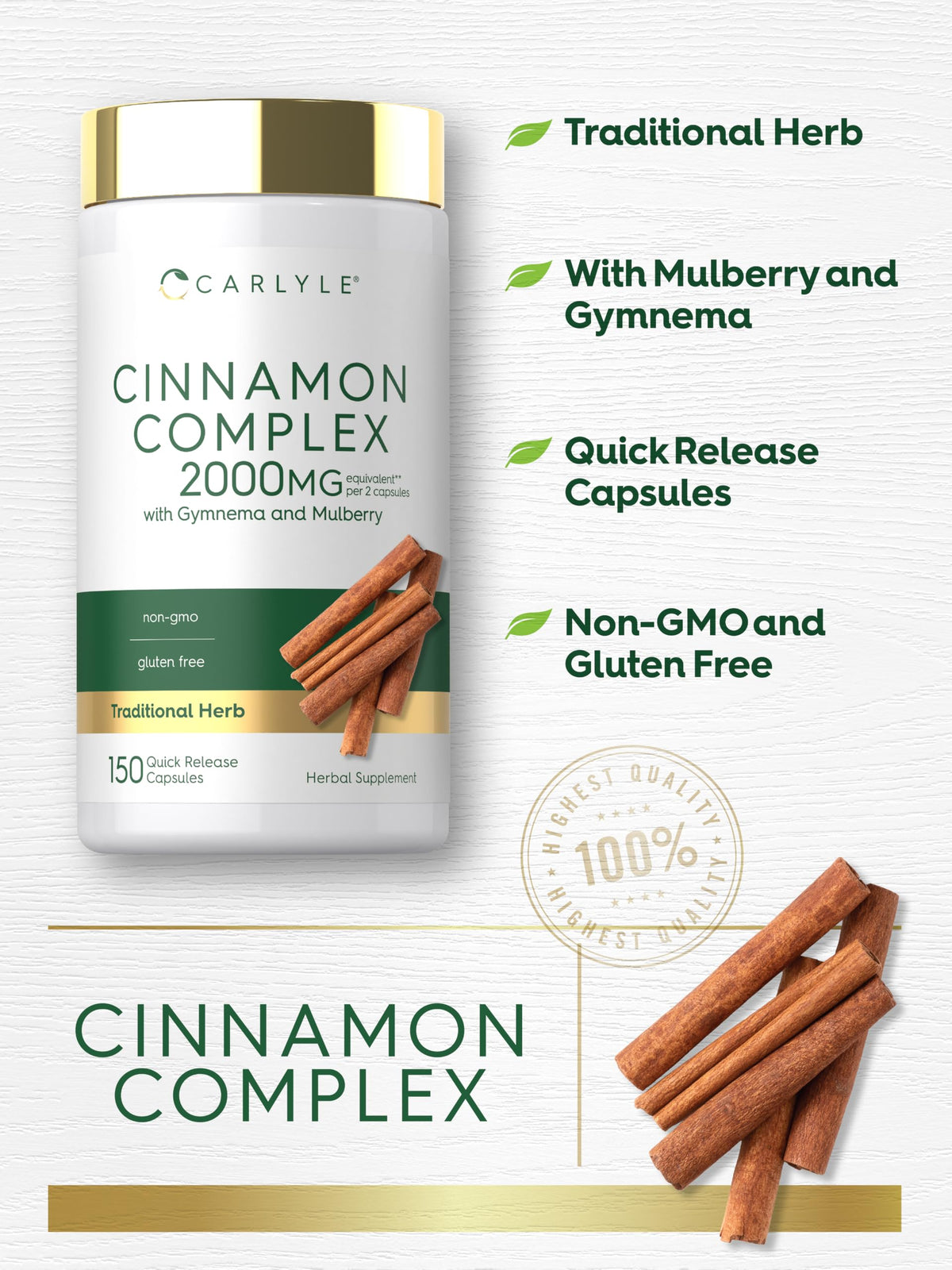 Cinnamon Complex with Gymnema and Mulberry 150 Capsules J8780