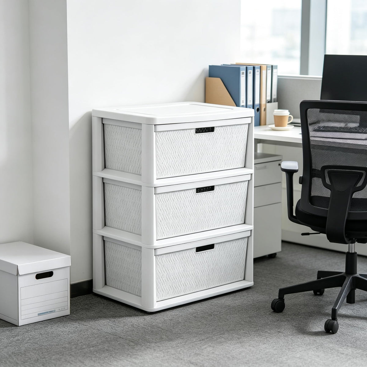 White 3 Drawer Storage Tower L344360