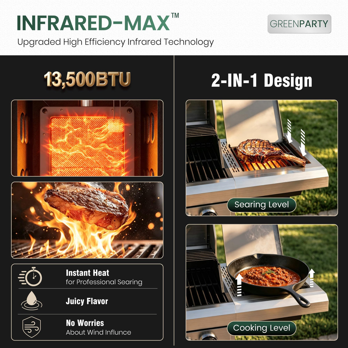 6 Burner Propane Gas Grill with Infrared Side Burner X721