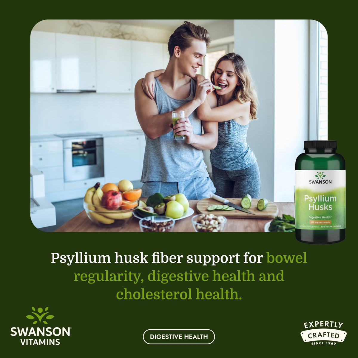 Psyllium Husk Dietary Fiber Supplement, 610 mg, 300 Capsules F453851