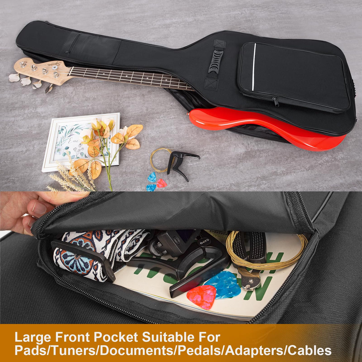 Black Waterproof Bass Guitar Gig Bag R7712