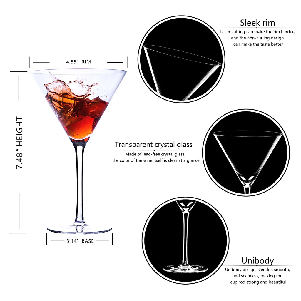 Martini Glasses Set of 4 Hand Blown 9.5oz C940489