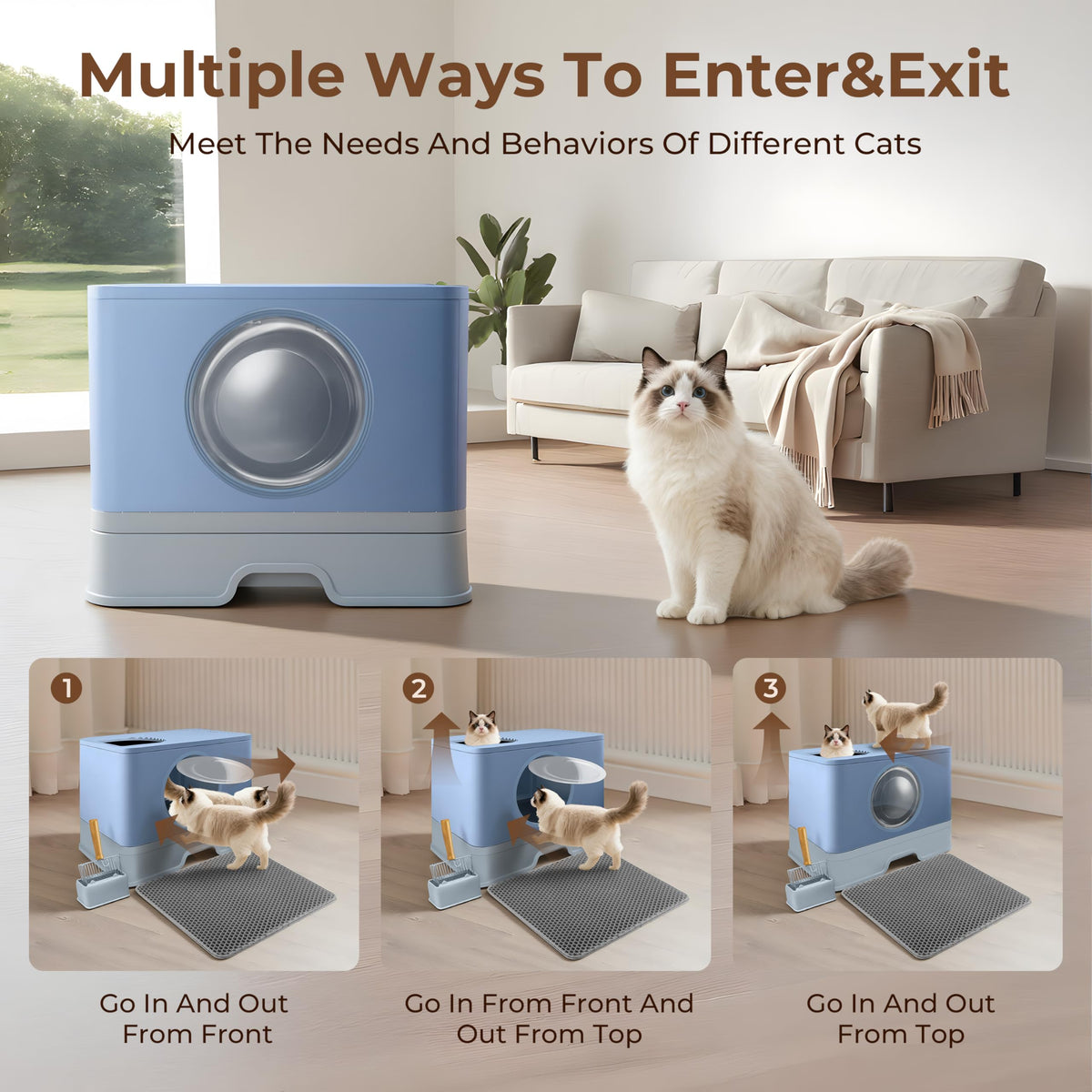 XXXL Stainless Steel Litter Box with Lid Q32756