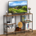 Brown 3 Tier Wood TV Stand with Storage Shelf X862614
