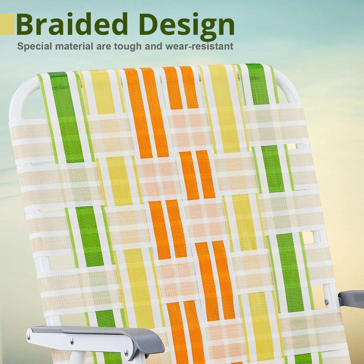 Yellow & Green Webbed Lawn Chairs Set of 2 H378323
