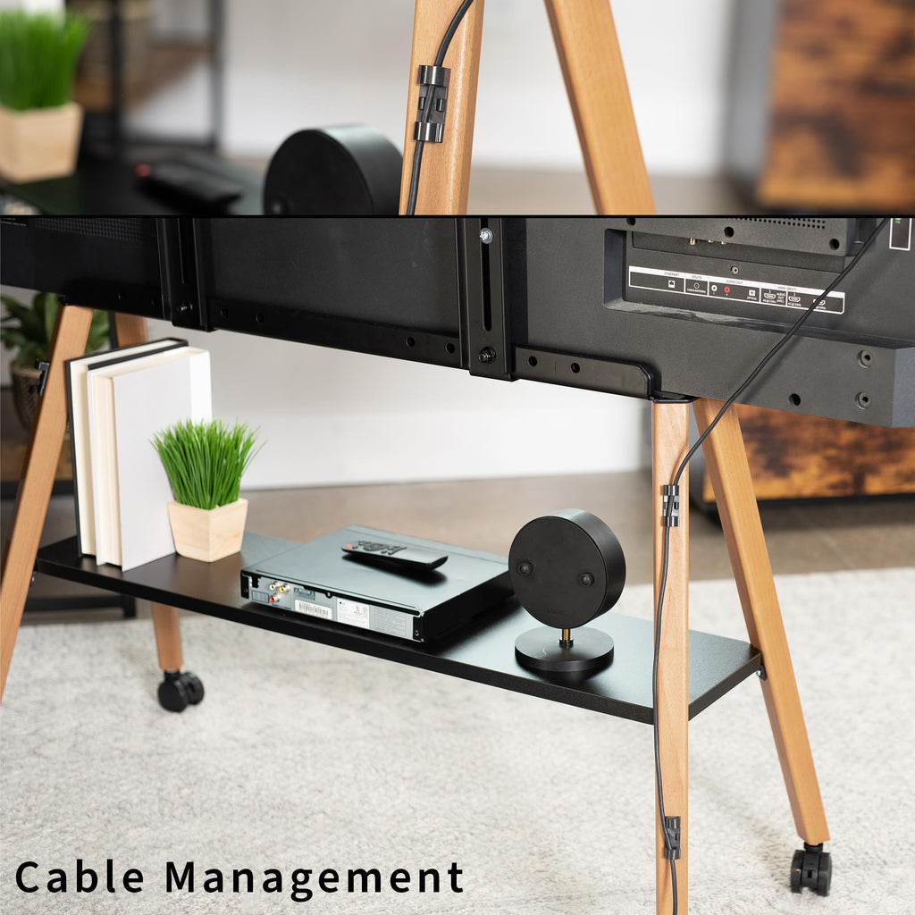 43 to 75 inch Adjustable Mobile TV Stand with Walnut Legs Z38086