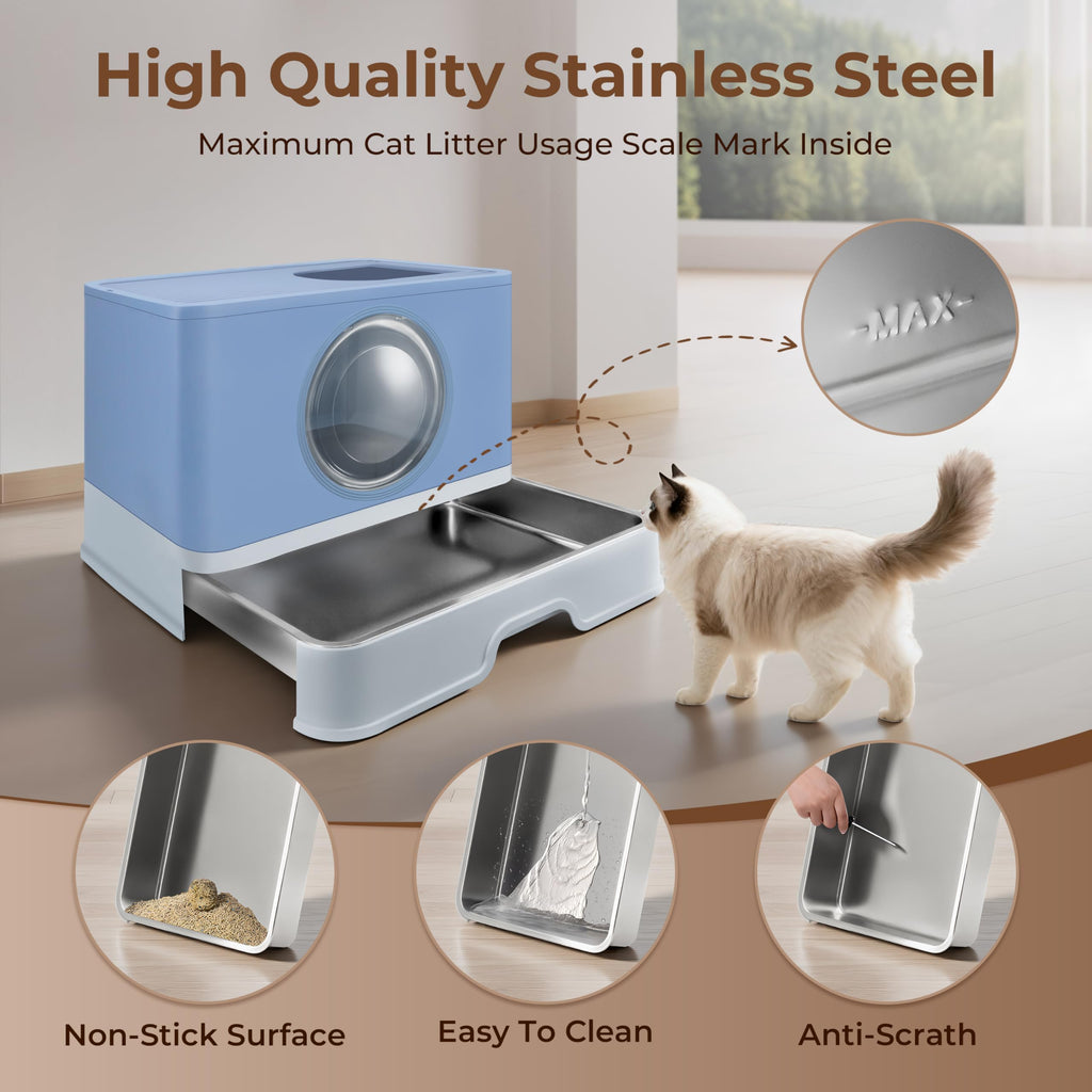XXXL Stainless Steel Litter Box with Lid Q32756