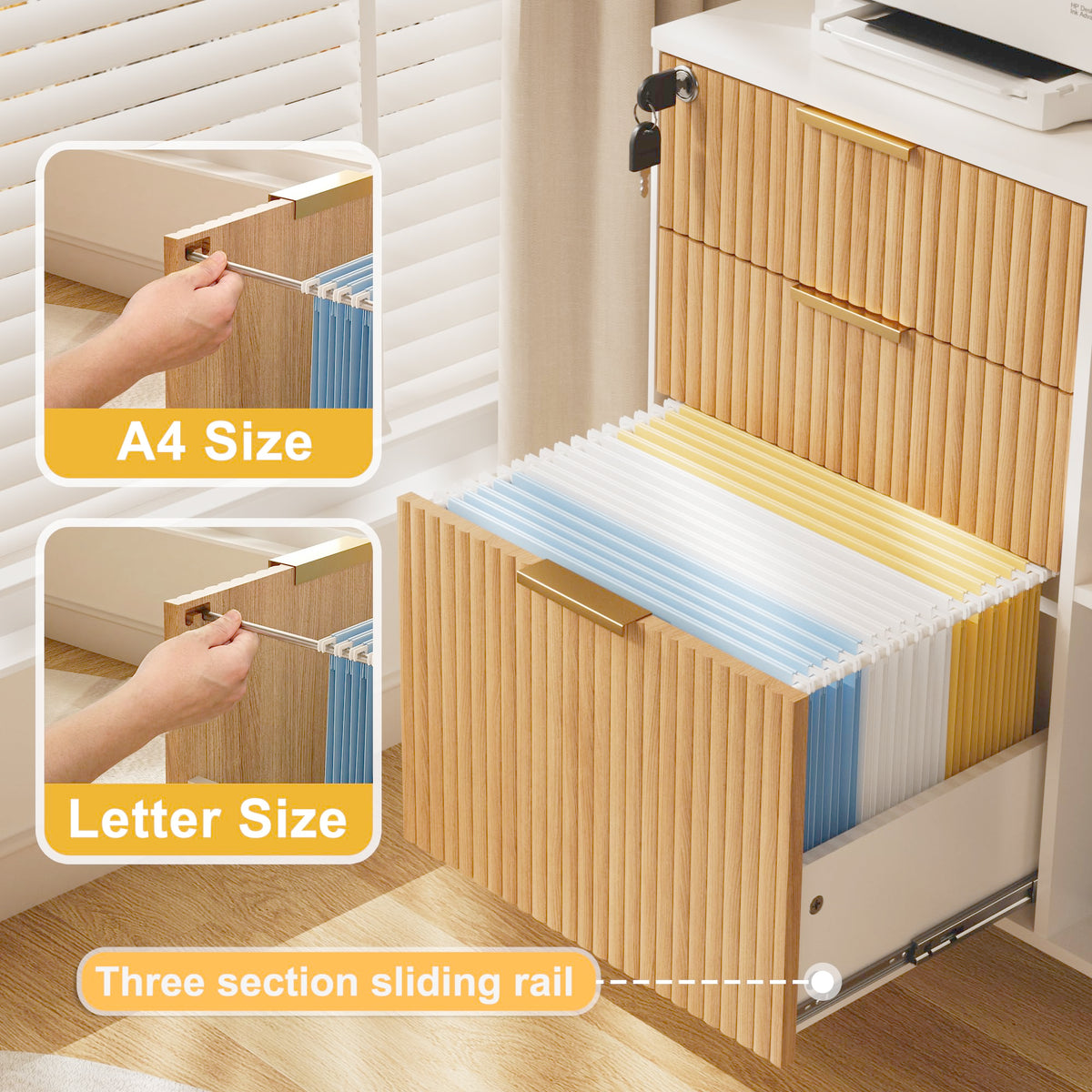 3 Drawer Fluted Mobile Filing Cabinet with Lock R154933