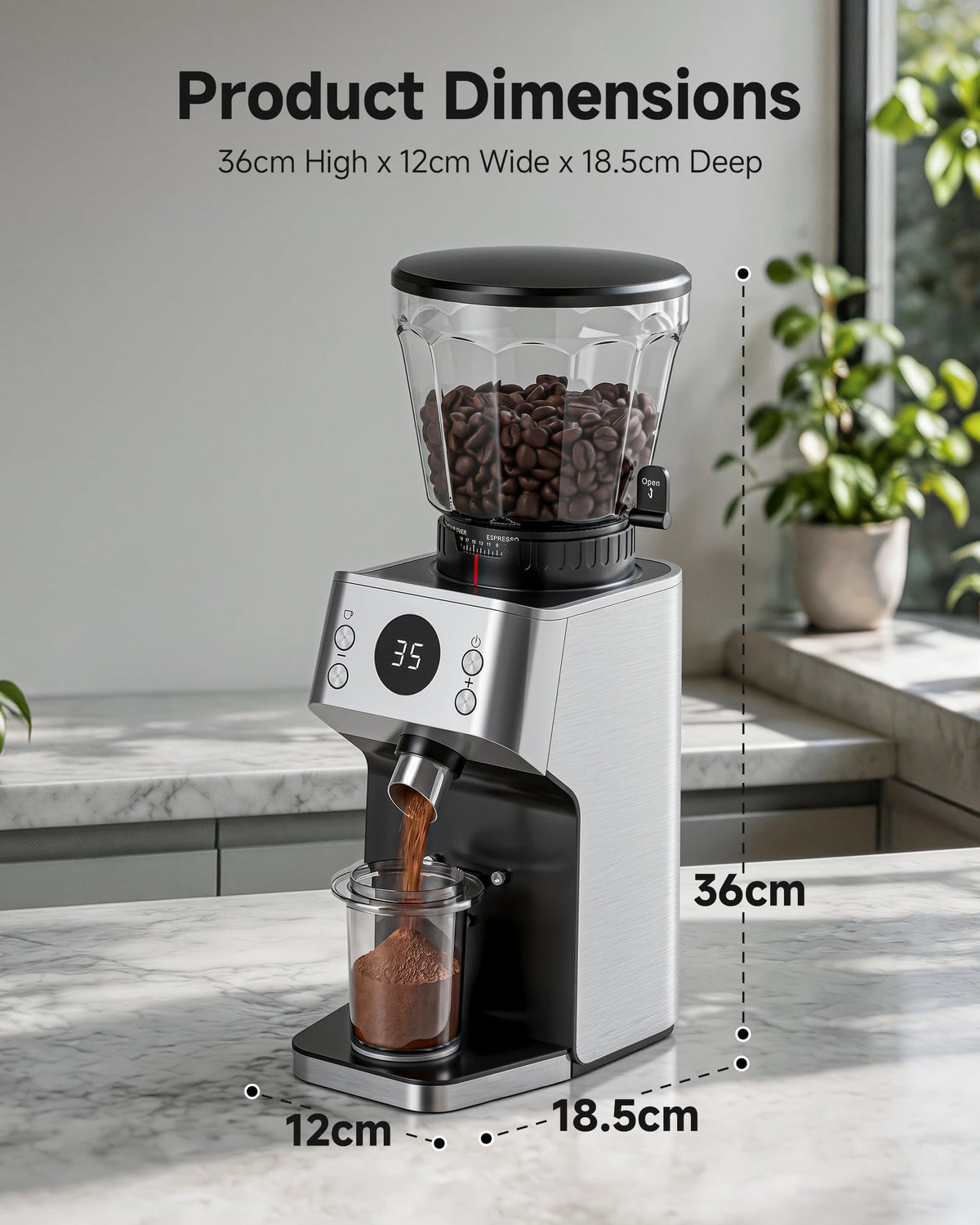 Espresso Coffee Grinder, 45 Grind Settings J788