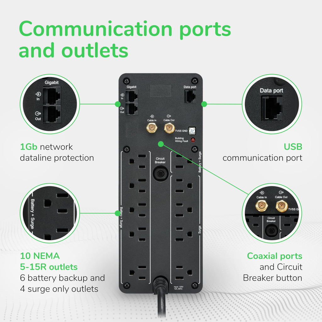 1500VA UPS Battery Backup & Surge Protector with AVR A45045