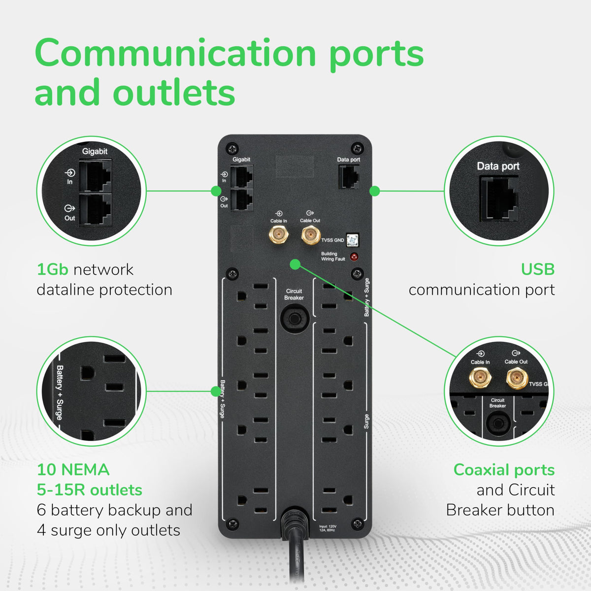 1500VA UPS Battery Backup & Surge Protector with AVR A45045