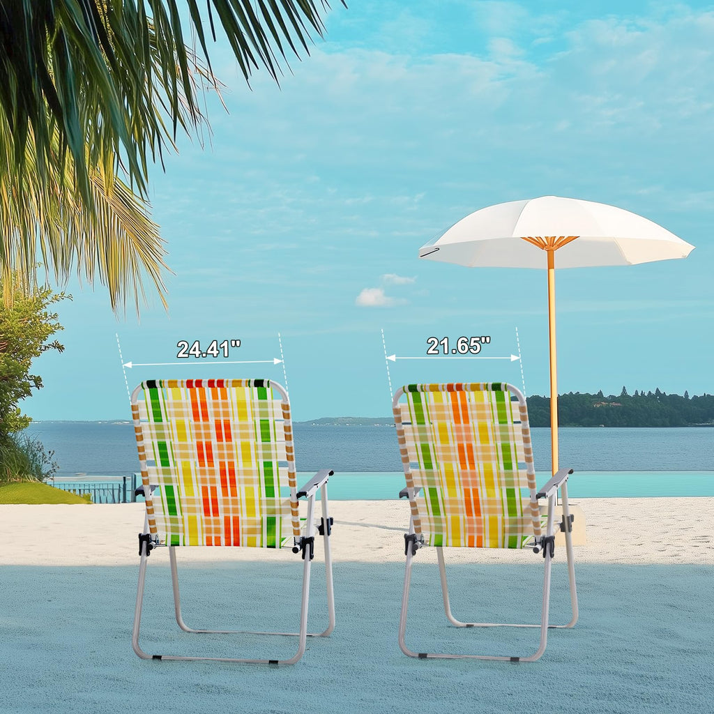 Yellow & Green Webbed Lawn Chairs Set of 2 H378323