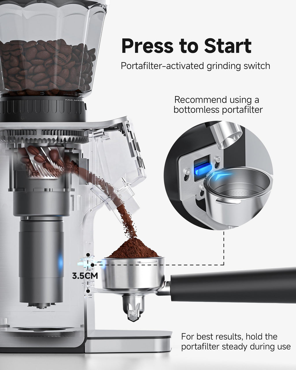 Espresso Coffee Grinder, 45 Grind Settings J788