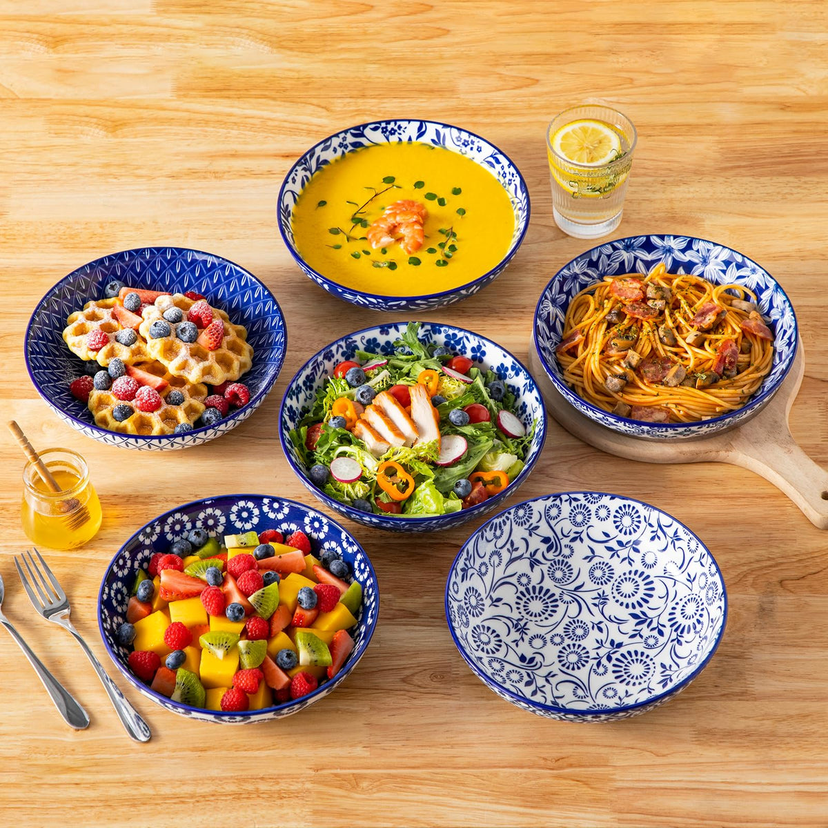 12-Piece Porcelain Pasta Bowls and Espresso Cups Set U3495