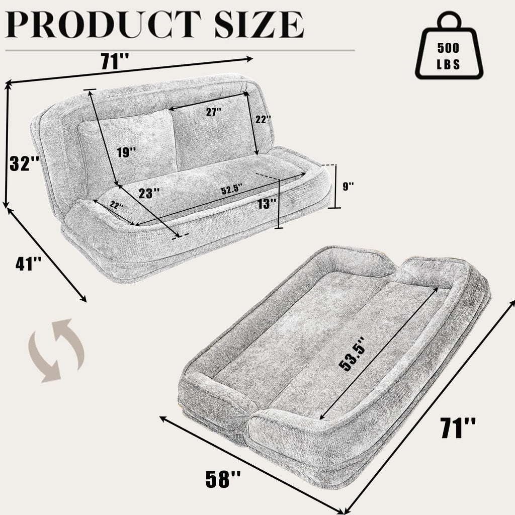Light Gray Folding Floor Sofa Bed S655663