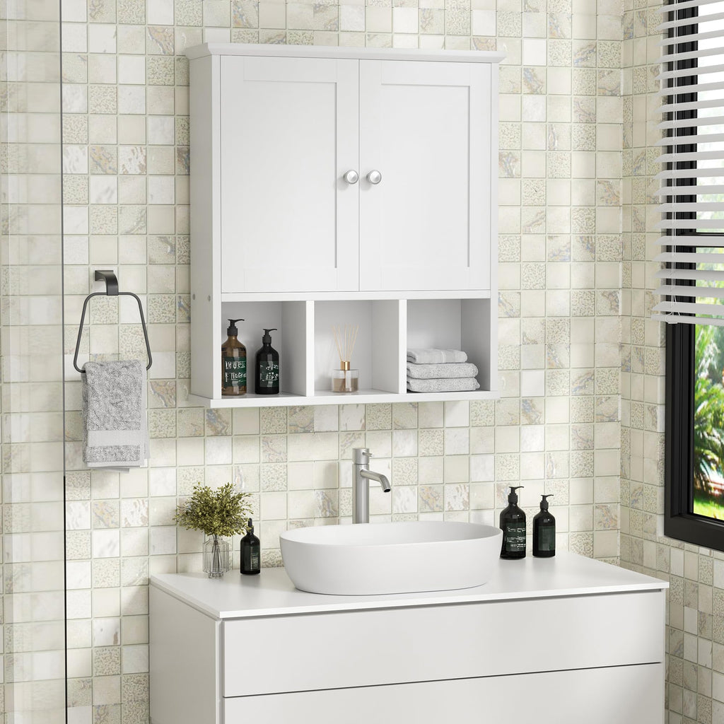 Wall Mounted White Medicine Cabinet with Adjustable Shelf U524