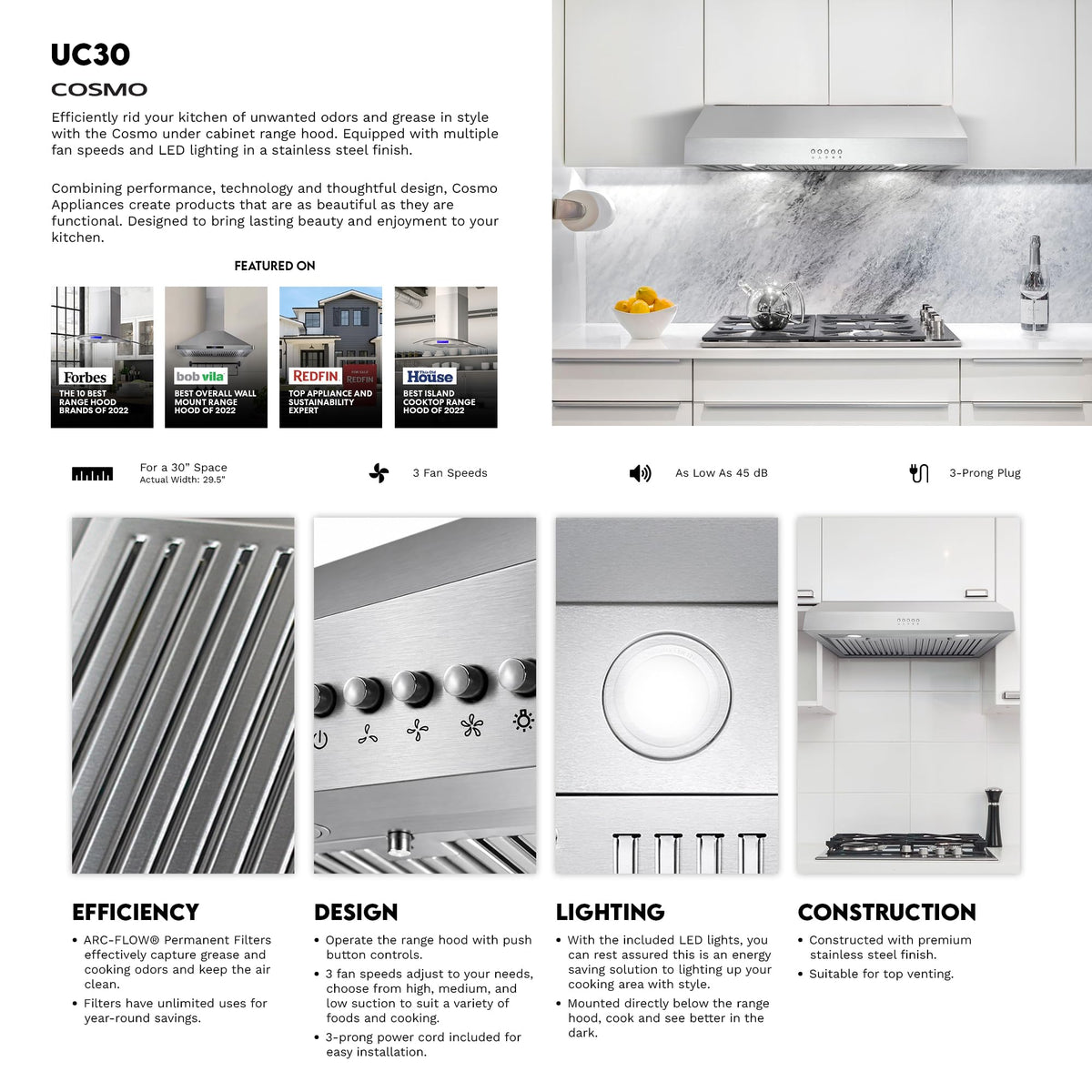 29.5 in. Ducted Under Cabinet Range Hood E98683