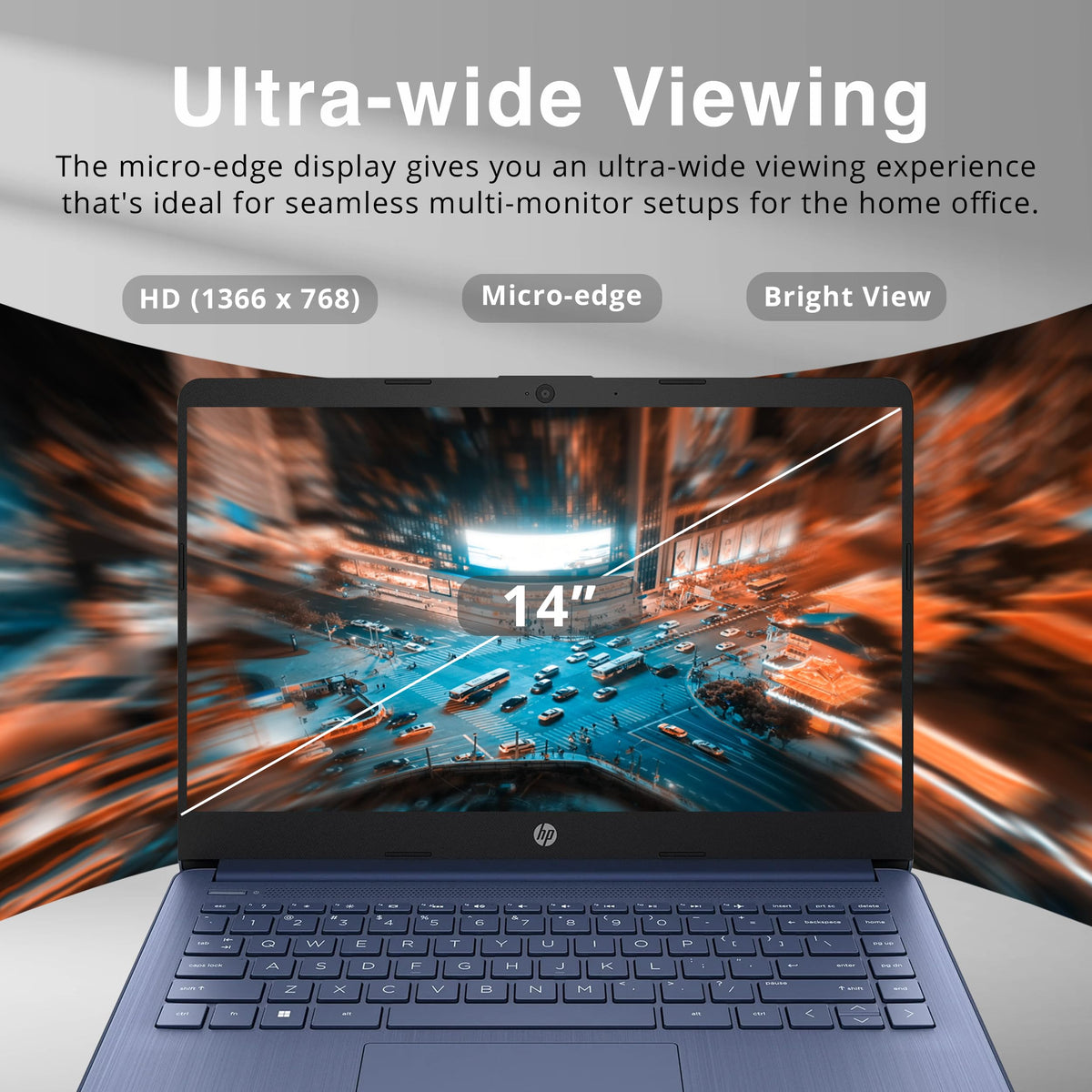 14" HD Laptop, Intel Celeron, 4GB RAM, 64GB SSD, Dale Blue E391