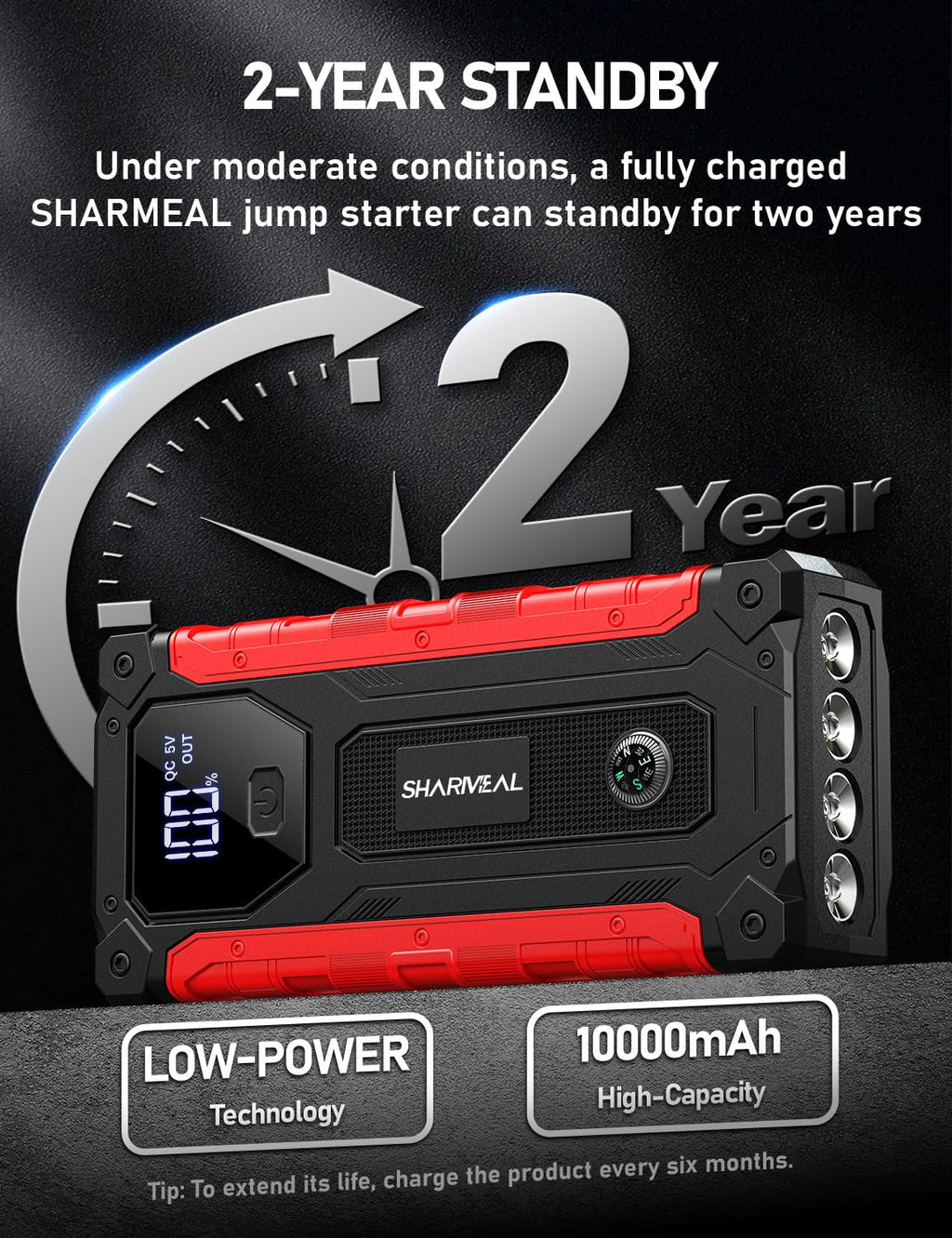 8000A 12V Portable Jump Starter with PD 30W Charger H78933