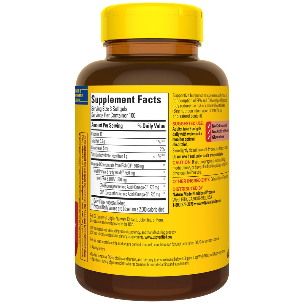 Omega 3 Fish Oil Supplements 550mg 300 Softgels W336133