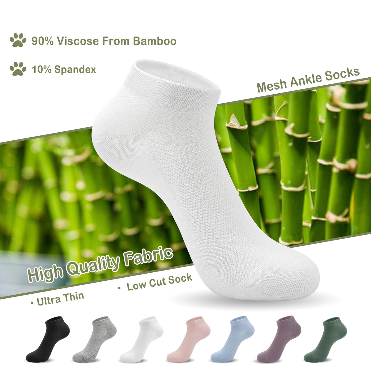 Viscose Bamboo Mesh Ankle Socks 5 Pairs Y667