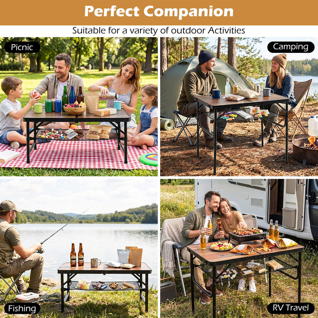 3 FT Portable Aluminum Folding Camping Table with Carry Handle P8107