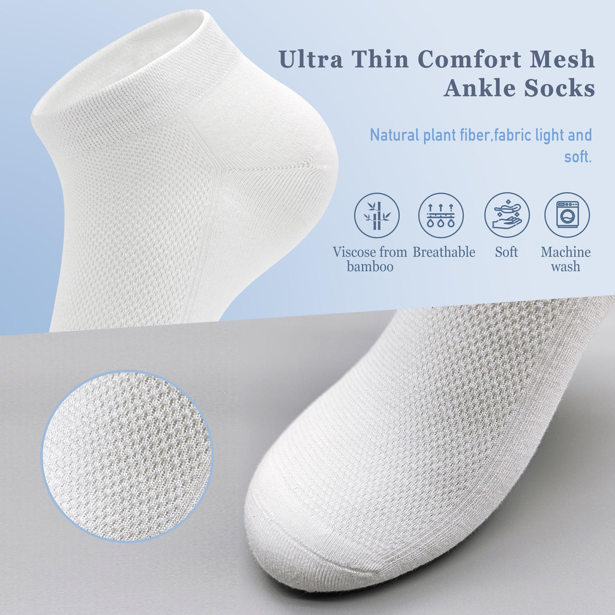 Viscose Bamboo Mesh Ankle Socks 5 Pairs Y667