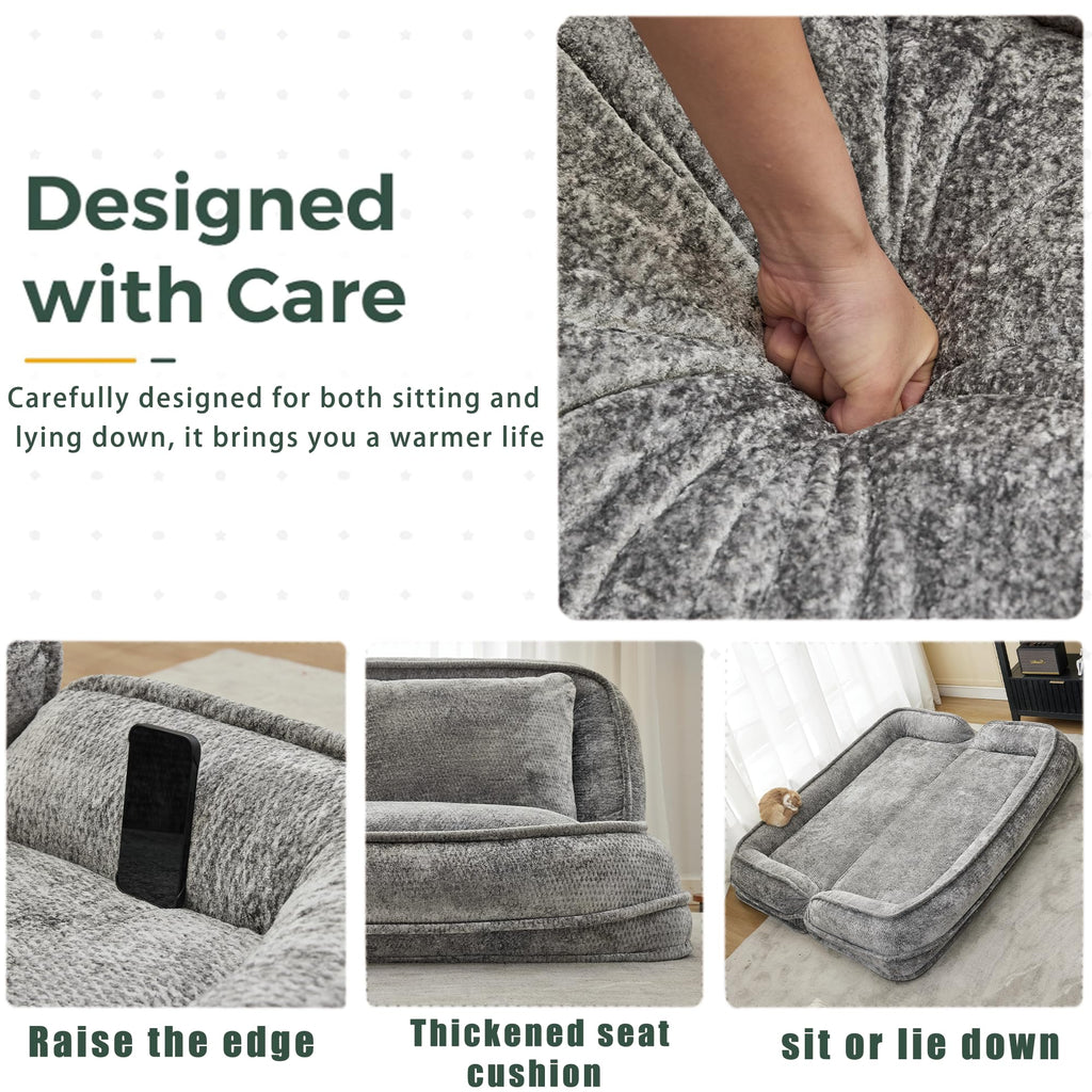 Light Gray Folding Floor Sofa Bed S655663