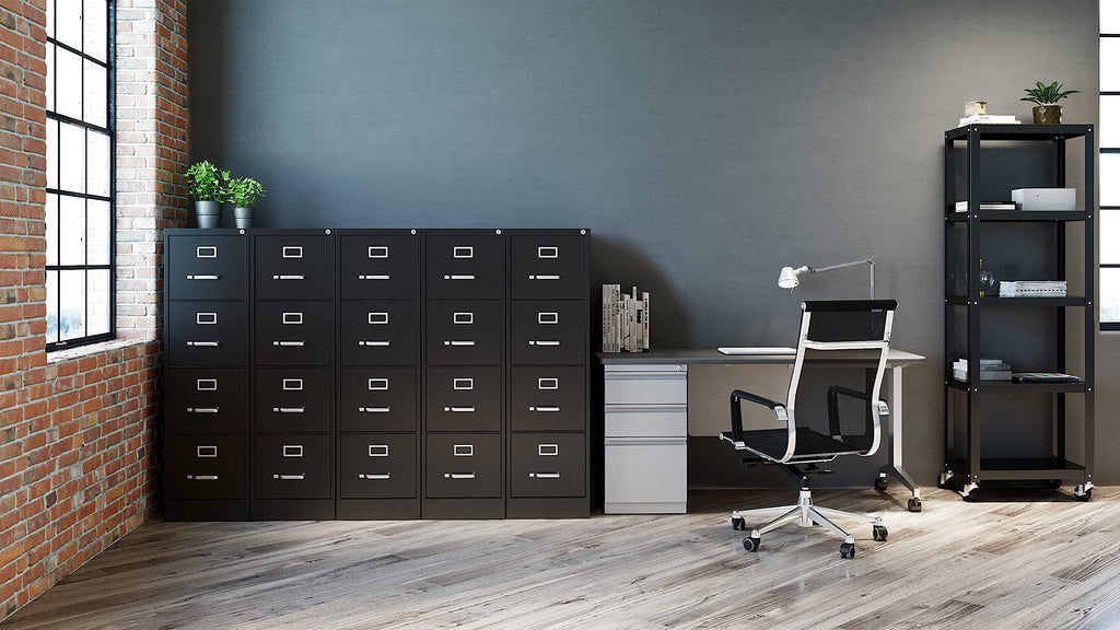 4 Drawer Letter Width Vertical File Cabinet Black D63315