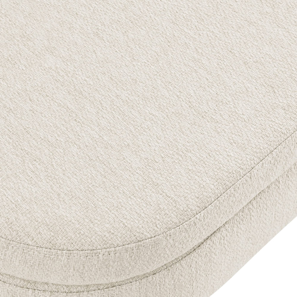 Beige Oval Storage Ottoman Bench with Rubber Wood Legs H443