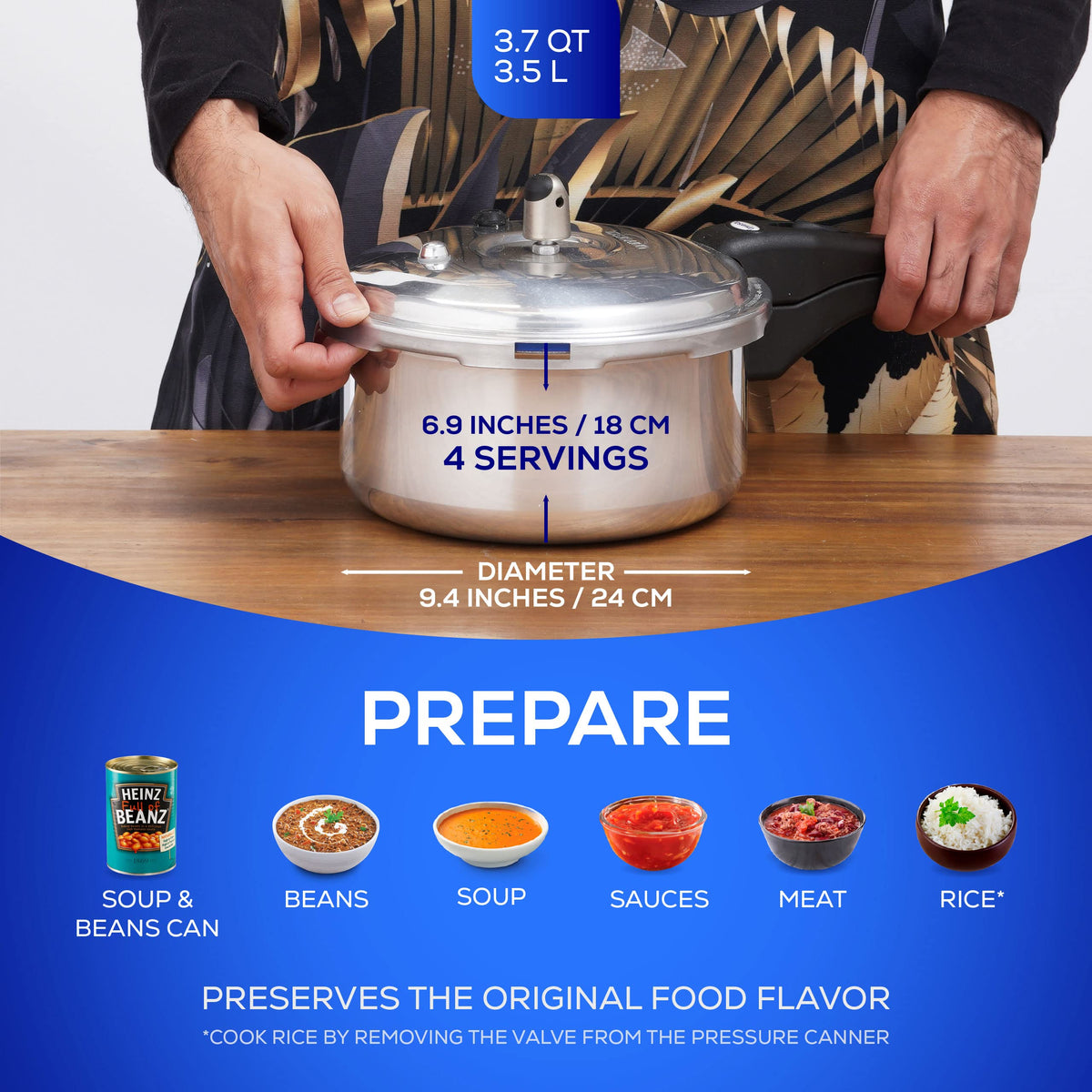 3.7 Quart Aluminum Stovetop Pressure Cooker M482